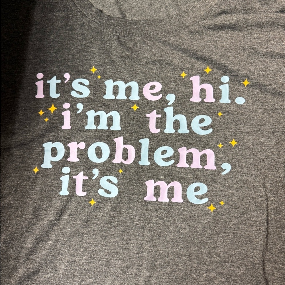 “It’s Me, Hi, I’m The Problem It’s Me” Gray Short Sleeve Graphic Tee - Picture 2 of 3